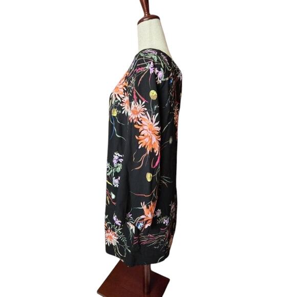 H&M Black Floral Wide-Sleeved‎ Dress Size small colorful bright - Picture 3 of 7